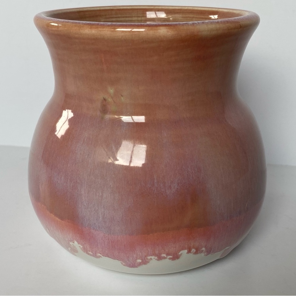 Hand thrown Planter Pink 6" Flower Pot Pottery Drip Glaze White Handmade planter